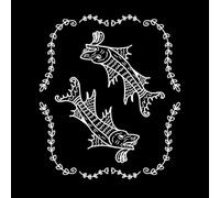 Symbole du zodiaque Poissons de style bestiaire encadré de brindilles et de feuilles, impression parfaite Décorations murales en vinyle 49.2x57.7cm Ne se décolle pas Blanc