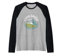 Symbole emblématique du Parthénon « I Love Greece » Manche Raglan