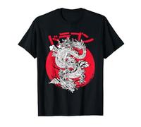 Symbole esthétique Japonais du Dragon Kanji Japon Red Sunset T-Shirt Graphique avec Valeur