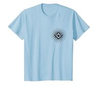 Symbole Franc-Maçon All Seeing Eye Logo Masonic Square T-Shirt, Enfant, Bleu Céleste, 10 Ans