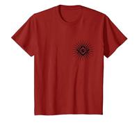 Symbole Franc-Maçon All Seeing Eye Logo Masonic Square T-Shirt, Enfant, Canneberge, 8 Ans