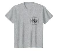 Symbole Franc-Maçon All Seeing Eye Logo Masonic Square T-Shirt, Enfant, Gris Chiné, 4 Ans