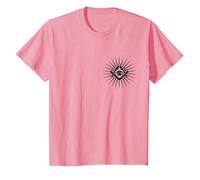 Symbole Franc-Maçon All Seeing Eye Logo Masonic Square T-Shirt, Enfant, Rose, 12 Ans