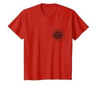Symbole Franc-Maçon All Seeing Eye Logo Masonic Square T-Shirt, Enfant, Rouge, 2 Ans