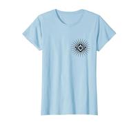 Symbole Franc-Maçon All Seeing Eye Logo Masonic Square T-Shirt, Femme, Bleu Céleste, M