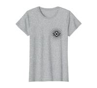 Symbole Franc-Maçon All Seeing Eye Logo Masonic Square T-Shirt, Femme, Gris Chiné, XS