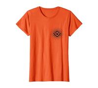 Symbole Franc-Maçon All Seeing Eye Logo Masonic Square T-Shirt, Femme, Orange, L
