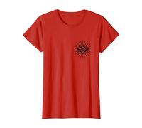 Symbole Franc-Maçon All Seeing Eye Logo Masonic Square T-Shirt, Femme, Rouge, XS