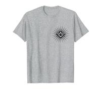 Symbole Franc-Maçon All Seeing Eye Logo Masonic Square T-Shirt, Homme, Gris Chiné, L