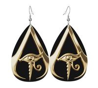 Symbole Hiéroglyphique De L'Œil Égyptien Doré Boucles D'Oreilles En Cuir Tendance Boucle D'Oreille Double Face Pendantes Pour Quotidien Femme