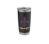 Symbole Louisiane Léopard Fleur De Lis Mardi Gras Carnaval Gobelet isotherme en acier inoxydable double paroi