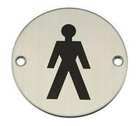 Symbole masculin, en acier inoxydable, 76 mm, panneau avec fixations