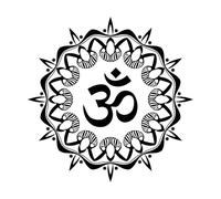Symbole Om avec Mandala Décoratif Fine Sculpture Stickers 67.2x67.2cm Ne pas endommager la surface du mur Noir