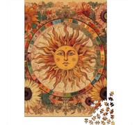 Symbole Soleil Paquet 1000 Pièces Carton Recyclé Art Astrologie Vintage Puzzle, Soulagement Stress Famille, Cadeau Personnalisé & Vacances Activité 70x50cm/1000pcs
