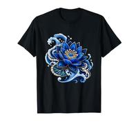 Symbole Spirituel Perle Fleur de Lotus Bleu océan Vagues T-Shirt