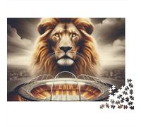 Symbole Stade Lion Puzzle Difficile 1000 Pièces pour Adultes Lion au-Dessus d'une Grande Arène de Stade Lumineux Premium Robuste Haute Qualité Vibrant Anti-Stress Jeu 38x26cm/1000pcs