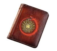 Symbole viking unique portefeuille en cuir authentique pour hommes, portefeuille court à trifold avec protection de la protection de la vie privée Purse de monnaie de carte de luxe, cadeau de