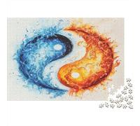 Symbole Yin Yang Puzzle 1000 Pièces Educa Jouet en Bois Cadeau Unique Décoration Intérieure Eau feu Tai Chi Jeu Éducatif Challenge Toy Adultes Et Enfants À Partir De 14 Ans 1000pcs (75x50cm)