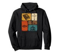 Symboles chrétiens Vintage Bible Croix Ichthys Faith Art Sweat à Capuche
