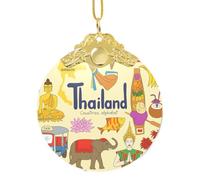 Symboles culturels thaïlandais imprimés décorations ornement pour sapin de Noël, fermoir en métal de Noël, pendentif à suspendre pour décoration de vacances