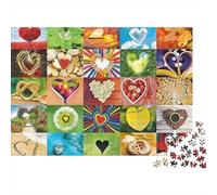 Symboles d'amour cœur Couleur vive 1000 pièces Puzzle pour Adultes Jolie Impression de Collage de Motifs de cœurs Assortis Premium Haute qualité Difficile soulagement du Stress 38x26cm/1000pcs
