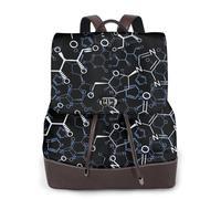Symboles de chimie chimique,Sac à dos imperméable pour femme, sac à dos de voyage léger en cuir PU tendance