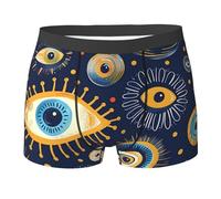 Symboles De L'Œil Maléfique Bleu Foncé, Style Vintage Unique Homme Trunks Doux Boxer Shorts avec Ceinture Élastique Boxers pour Sport Travail Loisirs L