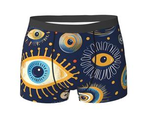 Symboles De L'Œil Maléfique Bleu Foncé, Style Vintage Unique Homme Trunks Doux Boxer Shorts avec Ceinture Élastique Boxers pour Sport Travail Loisirs S