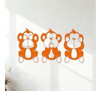 Symboles du bouddhisme, les trois singes de la sagesse, yoga, méditation, relaxation, OM, zen Décorations murales en vinyle Installation facile 40.8x78.3cm Orange