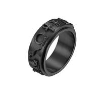 Symboles égyptiens anciens Bague rotative en acier titane Bijoux à la main en acier inoxydable Design unique Bague pour femmes Accessoire de mode