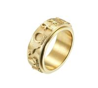 Symboles égyptiens anciens Bague rotative en acier titane Bijoux à la main en acier inoxydable Design unique Bague pour femmes Accessoire de mode