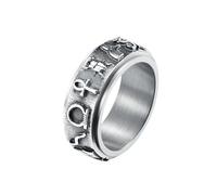Symboles égyptiens anciens Bague rotative en acier titane Bijoux à la main en acier inoxydable Design unique Bague pour femmes Accessoire de mode