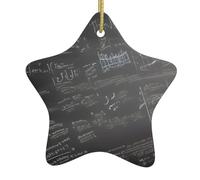 Symboles mathématiques imprimé arbre de Noël ornement en céramique - Décoration de vacances en forme d'étoile pour intérieur ou extérieur