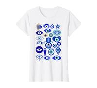 Symboles mystiques du Mauvais œil Graphique - Boho Nazar Celestial Art T-Shirt Graphique avec Valeur, Femme, Blanc, XL