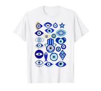 Symboles mystiques du Mauvais œil Graphique - Boho Nazar Celestial Art T-Shirt Graphique avec Valeur, Homme, Blanc, S