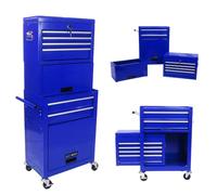 Symbollschrank auf Rädern, 6-schalbeschaltbare Roll-Werkzeugkiste mit 4 Universalrädern, 2 in 1 abnehmbarer Werkzeugkasten-Speicherorganisator für Garage Workshop Reparaturwerkstatt,Blau(Blue) (Bleu)