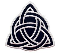 Symbologie celtique de Triquetra Brodé à Repasser ou à Coudre Patch, Blanc noir