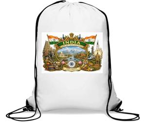 Symbols and Heritage of India Sac de gym décontracté avec cordon de serrage Blanc