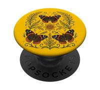 Symétrie Mandala Papillon Amiral Rouge inspirée de la Nature PopSockets PopGrip Adhésif