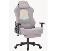 SYMINO Chaise de jeu avec dossier ajouré respirant, chaise PC ergonomique avec fonction d'inclinaison de 12°, fauteuil de jeu avec soutien lombaire 3D, cuir PU vintage 90-155°, rose.