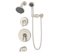 Symmons 5506-STN-1.5-TRM Elm 2-Handle Tub and 5-Spray Shower Trim with 3-Spray Hand Shower in Satin Nickel (Valves Not Included)