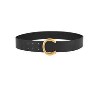 SYMOL Ceinture Cuir Large pour Femme 50mm Ceinturon 100cm-130cm Classique Boucle Dorée Robe Manteau Femmes Ceintures. (Noir, 100cm(Taille 70cm-80cm))