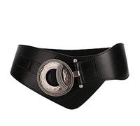 SYMOL Ceinture Femme Large 60mm Stretch Ceintures Élastique Femmes en Cuir 65-160cm Vintage Anneau en O Ceintur pour Robes Manteau.(Noir,110cm(Taille ajustée 110cm-130cm))