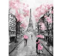 SYMON point de croix kit complet,Amants sous la tour,11CT canevas debutant broderie imprimé,40×50cm