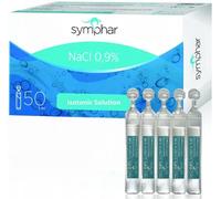 Symphar NaCl 09% Chlorure de sodium pour inhalation - Solution saline isotonique stérile 0,9 pour humification des voies respiratoires, yeux, nez 50 flacons unitaires de 5 ml, humidification