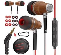 Symphonized® Ecouteurs Filaire avec Microphone Premium Basses de 8 mm avec Son 3D en Bois de Bubinga, Ecouter Reducteur de Bruit Actif, Fil Jack 3,5 mm, contrôle du Volume Mobile, PC et Tablette NRG