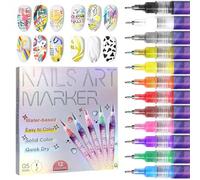 Symphonyofto 12 Colors Nail Art Pens Set, Professional Nail Brush Diy Marker Sets for Drawing Painting Point Dotting Manicure Tools, Nails Paint Graffiti Pen for Women, 2026 New Arts Marker(1SET)