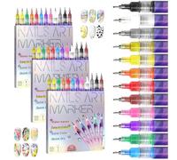 Symphonyofto 12 Colors Nail Art Pens Set, Professional Nail Brush Diy Marker Sets for Drawing Painting Point Dotting Manicure Tools, Nails Paint Graffiti Pen for Women, 2026 New Arts Marker(3SETS)