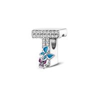 Symretie Breloque en argent sterling 925 avec lettre de A à Z, compatible avec les bracelets Pandora, breloques à pendentif, convient pour les colliers et bracelets, cadeau idéal pour les femmes. ZM1