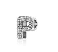Symretie Breloque en argent sterling 925 avec lettre de A à Z, compatible avec les bracelets Pandora, breloques à pendentif, convient pour les colliers et bracelets, cadeau idéal pour les femmes. ZM1